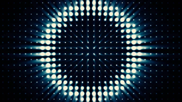 Projecteurs bleus lumineux clignotant et devenant plus grands ou plus petits en forme de cercle. Fond noir avec animation du cercle changeant de petit à grand — Photo