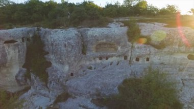 Casemates ve Eski Kermen Odalar şehir mağara. Vurdu. Eski mağara Eski Şehir-Kermen kartı. Mağara kasaba, Eski-Kermen