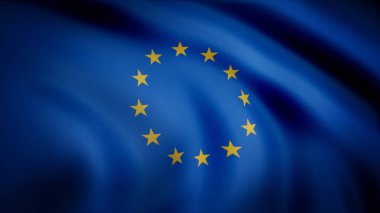 Avrupa Birliği bayrağı. Güzel Avrupa bayrak. Yavaş, döngü içinde Europe sallayarak bayrak rüzgar. Sorunsuz döngü - Avrupa Birliği'nin son derece ayrıntılı Kumaş dokulu rüzgarda sallayarak bayrak