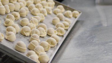 Tablo için sadece bitmiş köfte sinek--dan tepsi. Köfte yavaş uçan. Yavaş çekimde bir köfte, kaynar. Et köfte bir kapsayıcıda bulunan bir tepsi düştü olmak