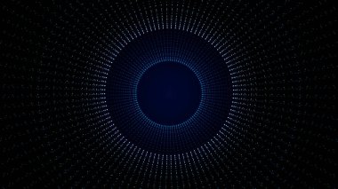 Fütüristik daire arka plan, tünel renkli noktalar ve ışık yaptı. Alfa kanalı ile geometrik soyut şekil döngü. Geometrik ışık. Çok renkli uçan ekranlarda güzel animasyon