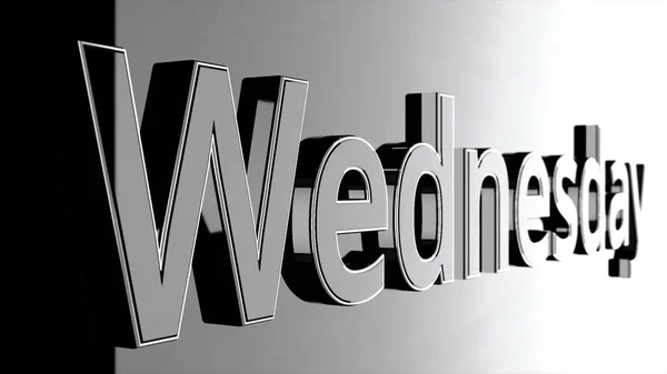 Palabra wednesday animación sobre fondo negro se acerca y se aleja. La animación del día de la semana - el miércoles . — Foto de Stock