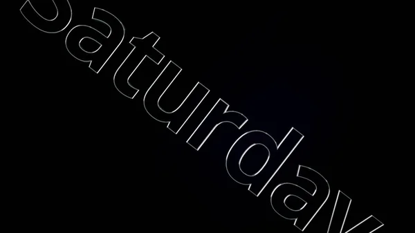 Day of the week saturday from grey 3D letters approaches and moves away. Word saturday on black and grey background — Stock Photo, Image