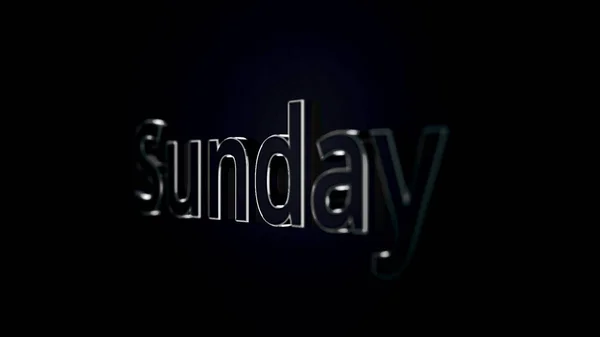 Sunday title. Word sunday animation over black and grey background. Animated movie text - sunday. — Stock Photo, Image
