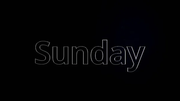 Недільний титул. Слово недільна анімація на чорно-сірому тлі. Анімаційний текст фільму - неділя . — стокове фото