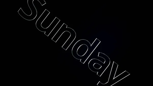 Título del domingo. Animación de domingo de palabras sobre fondo negro y gris. Texto de la película animada - domingo . —  Fotos de Stock