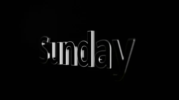 Zondag de titel. Word zondag animatie over zwarte en grijze achtergrond. Animatiefilm tekst - zondag. — Stockfoto