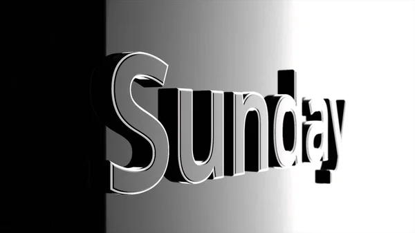 Niedzielę tytuł. Słowo animacji Niedziela nad czarnym i szarym tle. Tekst animowany film - Niedziela. — Zdjęcie stockowe