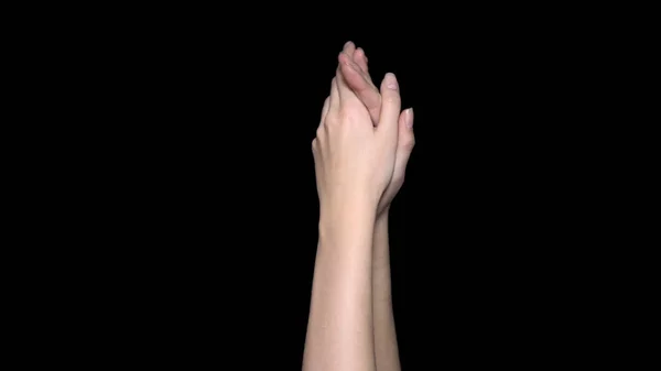 Τα χέρια που χειροκροτούν απομονωθεί σε μαύρο φόντο. Παλαμάκια τα χέρια πάνω σε μαύρο φόντο — Φωτογραφία Αρχείου