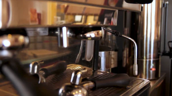 Coffee machine. Professional coffee machine in a bar close up. Coffee maker machine