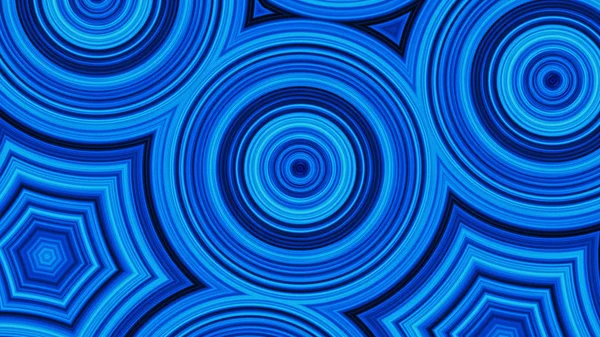 Blauwe abstracte achtergrond, motion cirkels en knipperend licht, lus. Blauwe Caleidoscoop patronen. Decoratieve geometrische Caleidoscoop lichtshow star patroon blauwe nieuwe kwaliteit kunst animatie verplaatsen — Stockfoto