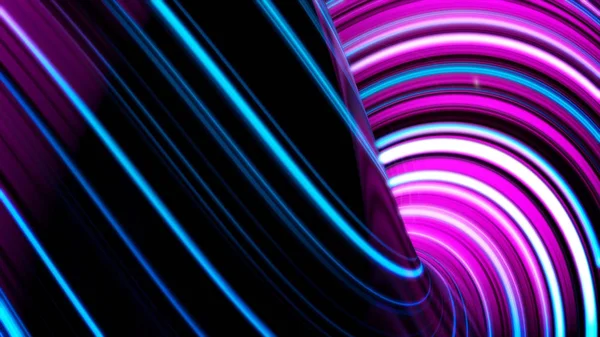 Абстрактно оживленный фиолетовый фон вращающихся сфер с линиями и волнами на черном фоне. Вращающаяся сфера из фиолетовых сияющих линий на черном фоне. VJ Seamless loop . — стоковое фото