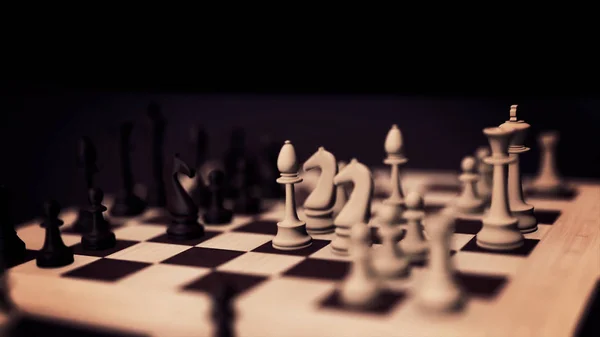 3D chess concept. Chess board with chessmen loop with alpha. Chess board game animation. Chess board with pieces descending.