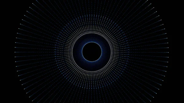 Futuristiska cirkel bakgrund, tunnel gjort av färgglada prickar och ljus. Geometrisk abstrakta form Loop med alfakanal. Geometriska ljus. Vackra animering av flerfärgade flygande flimmer — Stockfoto