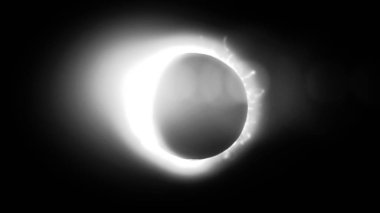 Siyah arka plan üzerine ateş çemberi bir ay olayıyla neden soyut güneş tutulması. Güneş tutulması animasyonlu Özet görünümü.