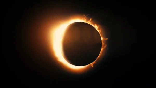 Siyah arka plan üzerine ateş çemberi bir ay olayıyla neden soyut güneş tutulması. Güneş tutulması animasyonlu Özet görünümü.