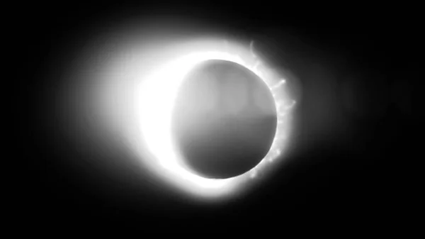 Streszczenie zaćmienie Słońca spowodowane przez wydarzenie Księżyca z pierścieniem ognia na czarnym tle. Animowane abstrakcyjna widok total solar Eclipse. — Zdjęcie stockowe