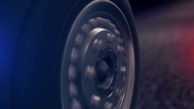 Soyut araba tekerlek sürüş siyah yolda yan görünüm. Araba tekerlek için gümüş disk soyut siyah asfalt yolda hareket ile yakın.