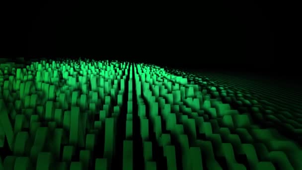 Ses dalgası satırlarının Soyut animasyon. Renkli çizgiler ses dalgaları gibi hareket ve üçgen bakliyat siyah arka plan üzerinde sıçrama — Stok video