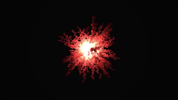 紙吹雪の爆発の抽象化です。波線から紙吹雪の塗られた爆発の抽象アニメーション。センターの黒い背景に成長中の色付きの線のアニメーション — ストック動画