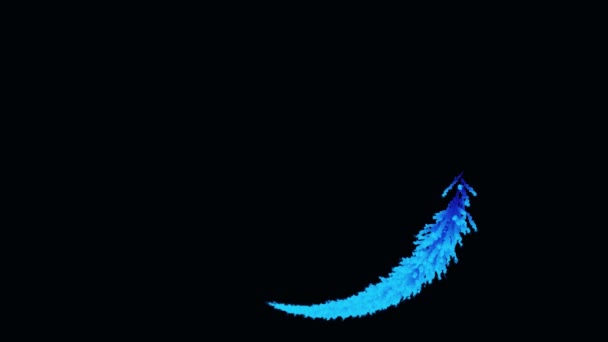 Pista de purpurina abstracta azul volando en espiral sobre fondo negro, lazo sin costuras. Hermosa cola de cometa haciendo círculos sin fin . — Vídeos de Stock