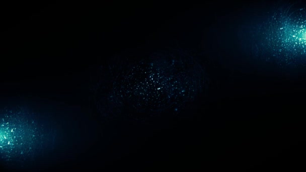 Linke und rechte Lichtkegel bewegen sich in völliger Dunkelheit auf eisigem Untergrund. schwarzer Hintergrund mit zwei abstrakten Lichtstrahlen. — Stockvideo