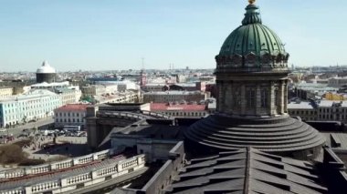 Kubbe ve Kazan Katedrali St Petersburg Rusya sütunlarından. Saint Petersburg şehir, Rusya üzerinde havadan görünümü