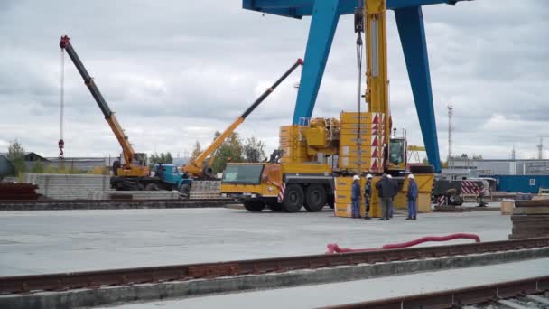 Moskva Rusko Září 2018 Stavební Jeřáb Provozu Klip Crane Operace — Stock video