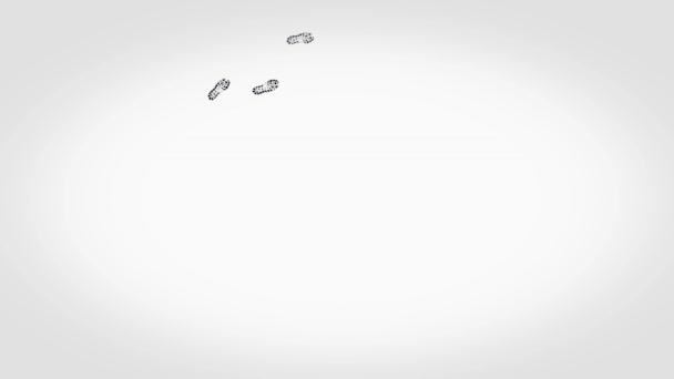 Сліди Взуття Білому Тлі Анотація Чорних Знаків Завантаження Працюють Колі — стокове відео