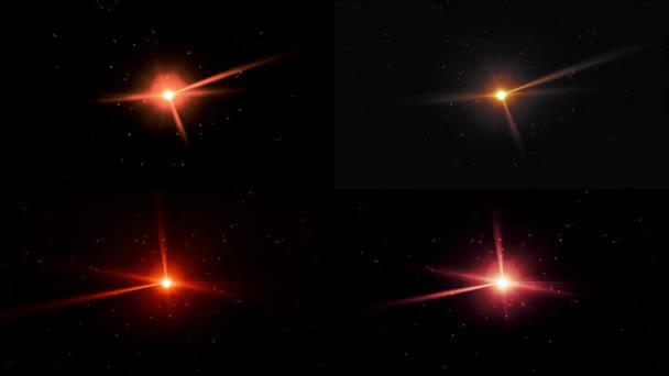 Raios de estrelas luzes lente óptica chama brilhante animação arte fundo. Animação de luzes estelares no espaço . — Vídeo de Stock