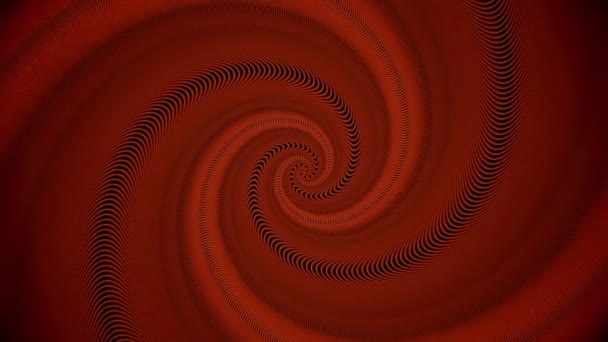 Espiral hipnótica roja gira lentamente, lazo sin costuras. Embudo digital abstracto girando hipnóticamente . — Vídeos de Stock