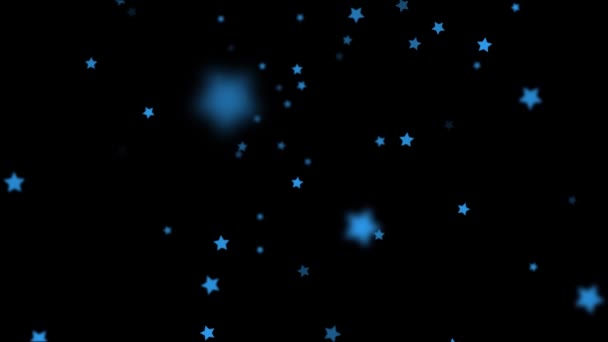 Falling Stars cartoon over black background very easy to use them over your videos using alpha channel, stars rain effect, christmas and celebration concept — Stock Video