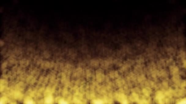 Paillettes dorées floues abstraites poussière qui coule de haut en bas. Brillantes petites particules jaunes vagues se déplaçant sur fond noir . — Video