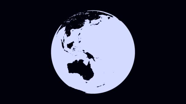 抽象单色地球行星旋转, 无缝环路。数字地球旋转, 黑白. — 图库视频影像