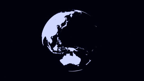 Absztrakt monokróm Föld bolygó forgó, varrat nélküli hurok. Digitális földi globe fonó, fekete-fehér.