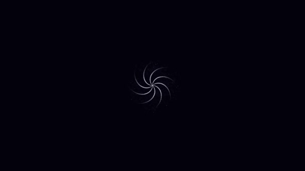 Abstract animation of glowing white particles rotating in spiral on a black background. Background animation. — Stock Video