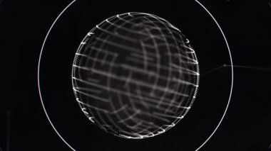 Soyut animasyon neon çizgiler, noktalar ve spiraller siyah arka plan üzerine hareket ile bir geometrik şekil. Döngü animasyonlar.