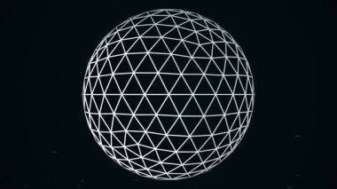 Animasyonlu arka beyaz küre dönen parlayan noktaları ile inşa, çizgiler, sorunsuz döngü geçti. Soyut, şeffaf top uçan, küçük noktadan oluşan, tek renkli siyah zemin üzerine iplik.