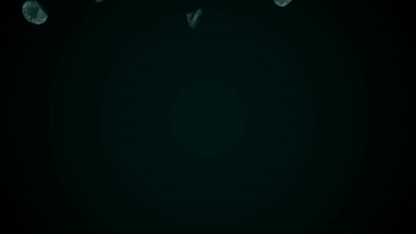떨어지는의 추상 애니메이션 어두운 녹색 배경에 다이아몬드. 3d 애니메이션. — 비디오