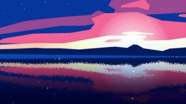 Renkli hareketli soyut animasyon resimdeki bulutlar, su ripples ve düşen kar taneleri görüntüdeki lekeleri. Güzel soyut manzara.