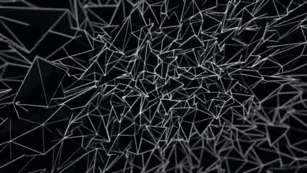 Animation abstraite de la rotation des triangles noirs et blancs sur fond noir. Animation en boucle . — Video