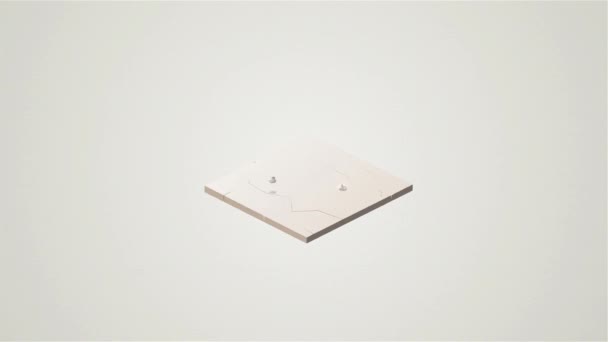 Animation cartoon du mécanisme de verrouillage apparaissant de la dalle de pierre sur fond beige. Serrure abstraite en pierre comme symbole de protection et de sécurité de haut niveau .