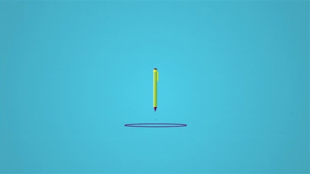 Animation de bande dessinée avec programme informatique en cours de copie du visage de l'homme et de le coller à d'autres corps sur fond bleu. Application de montage moderne, présentation visuelle . — Video