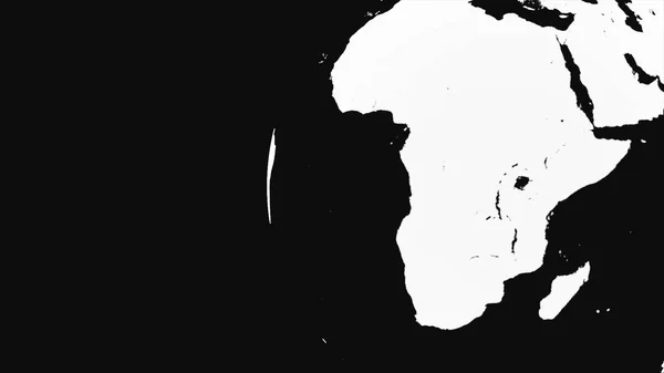 검은 배경에 흰색 회전의 추상 애니메이션 행성 지구. 화이트-블랙 행성 검은 절연된 공간에 포인트 분위기와 회전의 애니메이션 — 스톡 사진