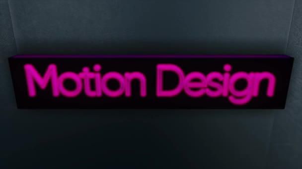 3D rosa inscripción movimiento desighn sobre fondo negro. Signo de volumen que dice diseño de movimiento . — Vídeo de stock