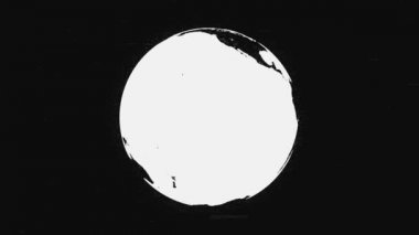 Soyut animasyon beyaz dönen siyah arka plan üzerine Dünya gezegeni. Animasyon siyah izole uzayda noktası atmosferi ile dönen siyah-beyaz gezegen