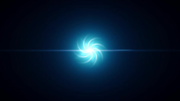 Abstracto remolino espiral de estrellas con luz brillante en el centro. Animación de espiral psicodélica con brillo en el centro sobre fondo negro — Vídeos de Stock