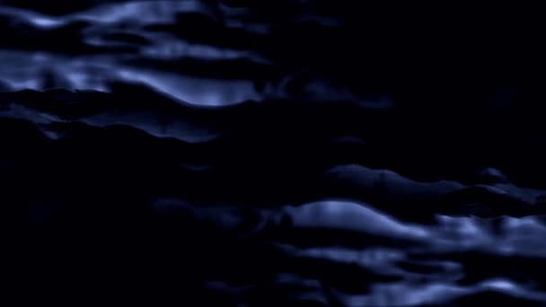 Animación abstracta con líneas anchas, curvas y azules bajo el flujo tranquilo del agua, bucle sin costuras. Ondas brillantes del río o arroyo abstracto . — Vídeo de stock