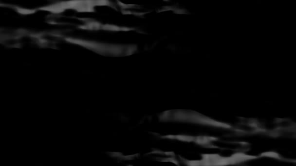 Abstracte animatie met breed, gebogen, witte lijnen onder de rustige stroom van water, naadloze loops. Gloeiende golven op de abstracte rivier of een stroom, monochroom. — Stockvideo
