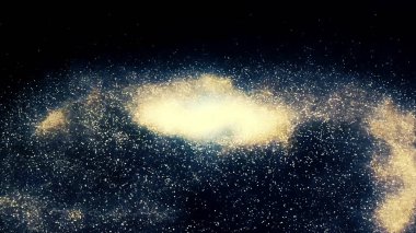 Siyah uzay arka plan üzerinde beyaz yıldız oluşan altın sarmal gökada. Güzel, sonsuz evren evren yıldız dolu.